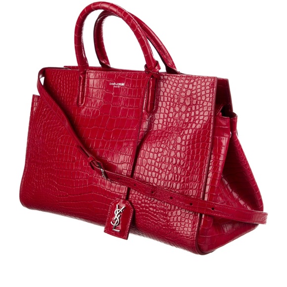 Yves Saint Laurent, Embossed Small Rive Gauche Cabas Tote - Picture 6 of 7